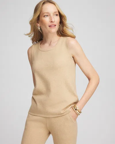 Chico's Luxe Scoop-neck Tank Top In New Camel Heather Size 4/6 |  Zenergy