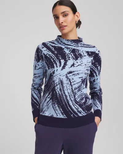 Chico's Luxe Sketch Funnelneck Top In Crystal Topaz