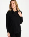 Chico's Luxe Zip Envelope Neck Sweater In Black In Black