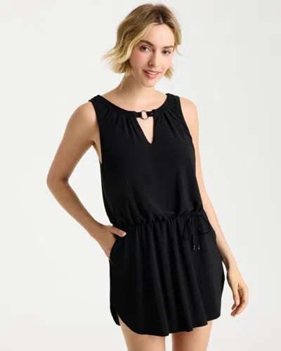 Chico's Magicsuit Effie Solid Swim Dress In Black