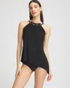 Chico's Magicsuit Square Cut Beverly Swimdress Top In Black Size 12 |  In Black