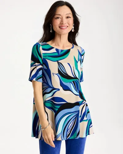 Chico's Marble Flora Swing Tunic In Blue In Multi