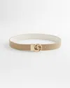 Chico's Reversible Matte Cc Logo Trousers Belt In Tan Size Small |  In Sand