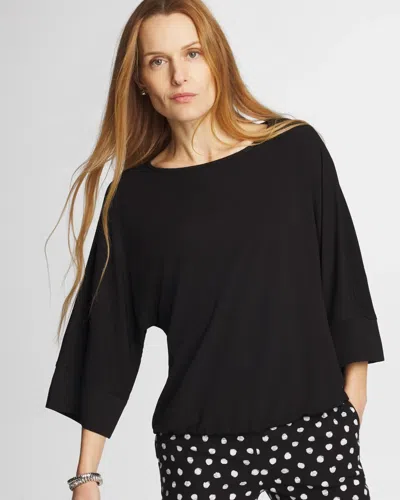 Chico's Matte Jersey Bubble Hem Top In Black