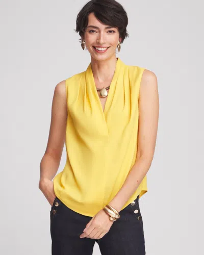 Chico's Matte Satin Pleated Top In Semolina Size 10 |