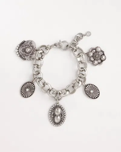 Chico's Medallion Charm Bracelet In Metallic In Silver