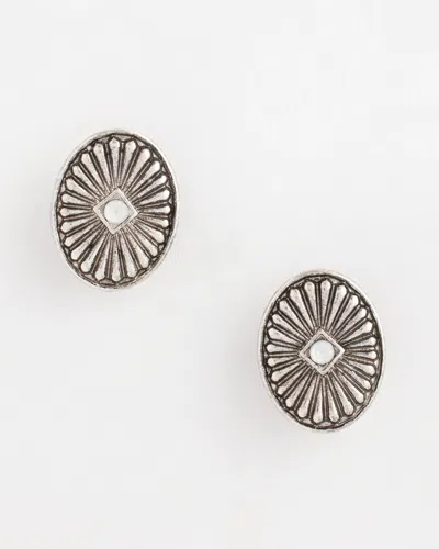 Chico's Medallion Clip-on Earrings In Metallic In Silver