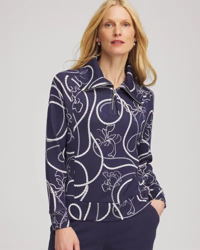 Chico's Melody Half Zip Jacket In Blue