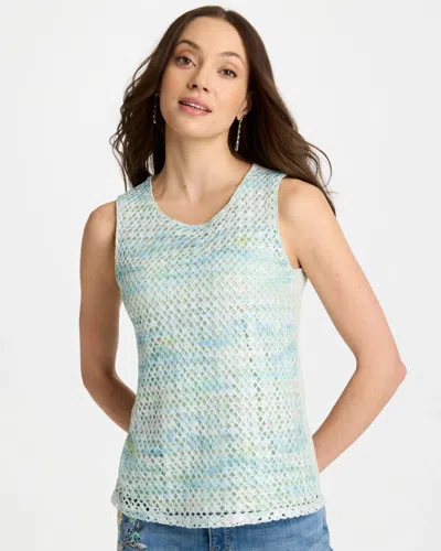Chico's Mermaid Sequin Mesh Crochet Tank In Blue Orchid