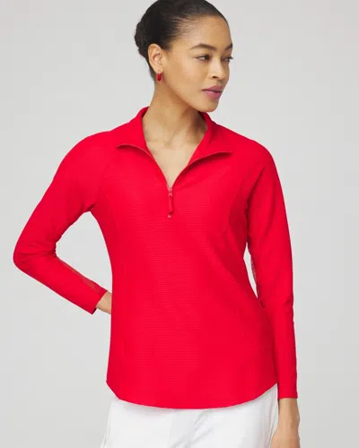 Chico's Mesh Detail Zip Pullover Top In Madeira Red Size 0/2 |  Zenergy