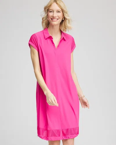 Chico's Mesh-trim Bungee Dress In Pink