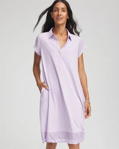 Chico's Mesh-trim Bungee Dress In Purple