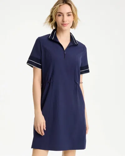 Chico's Mesh Trim Dress In Blue