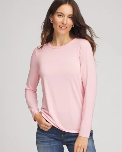 Chico's Mesh-trim Touch Of Cool Layering Tee In Blushed