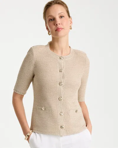 Chico's Metallic Lady Jacket Cardigan Sweater In Gold