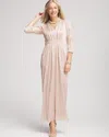 Chico's Metallic Pleated Maxi Dress In Pink Size 4/6 |  In Rose Smoke