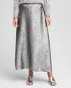 Chico's Metallic Satin Maxi Skirt In Silver