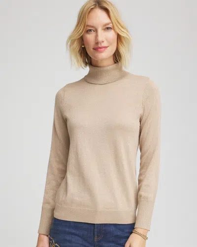Chico's Metallic Turtleneck Pullover Sweater In Champagne Fizz In Neutral
