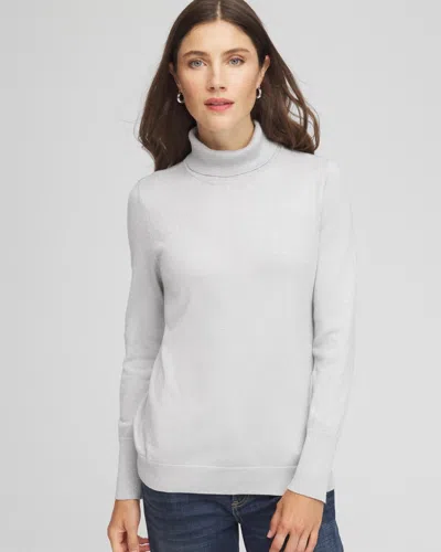 Chico's Metallic Turtleneck Pullover Sweaters In Silver Glitter