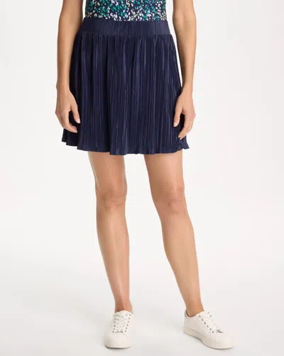 Chico's Micro Plisse Pull-on Tennis Skirt In Blue
