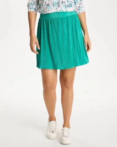 Chico's Micro Plisse Pull-on Tennis Skirt In Topanga Green