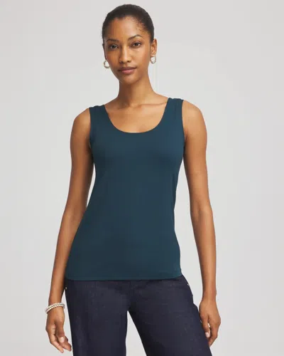 Chico's Microfiber Tank In Teal Shadow In Green