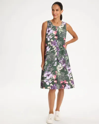 Chico's Midi Tank Dress In Kelp Forest In Green