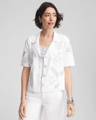 Chico's Milano Embroidered Sweater In White