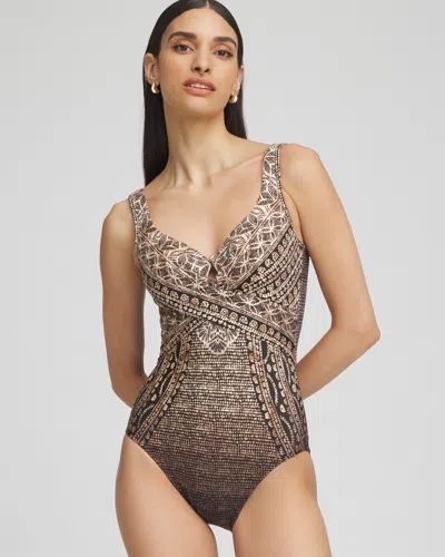 Chico's Miraclesuit Cappadocia One Piece Swimsuit In Black Size 14 |  In Black/multi