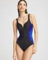 Chico's Miraclesuit Paka Mayan Temptress One Piece Swimsuit In Black Size 16 |  In Black/blue