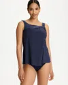 Chico's Miraclesuit Rock Solid Atria Tankini In Blue In Multi