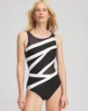 Chico's Miraclesuit Somerpointe One Piece Swimsuit In Black/white Size 10 |  In Black/white
