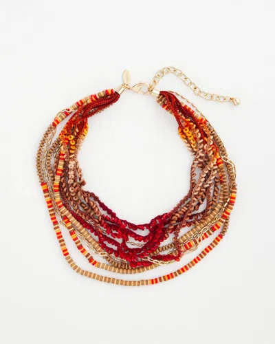 Chico's Mixed Media Layered Necklace In Multi