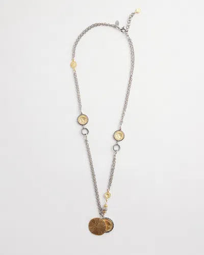 Chico's Mixed Metal Coin Pendant Necklace |  In Silver