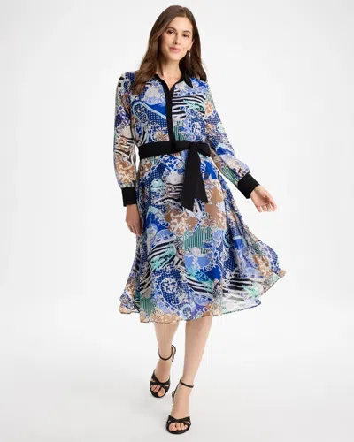 Chico's Mixed Print Belted Dress In Black