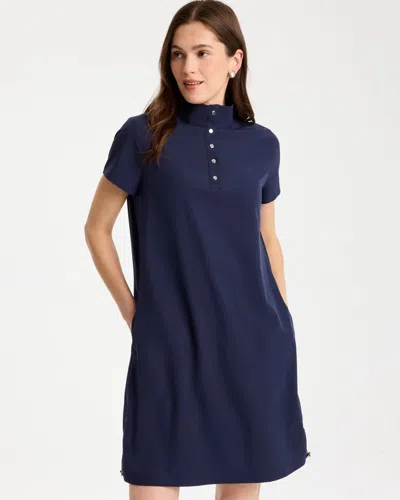 Chico's Mockneck Bungee Dress In Blue