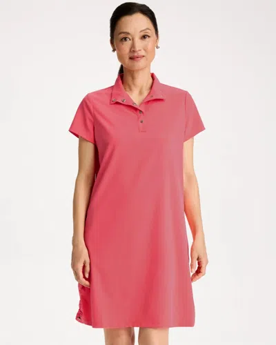 Chico's Mockneck Bungee Dress In Calypso Coral In Pink