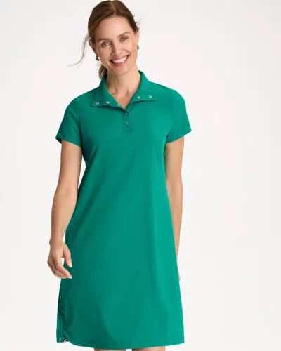 Chico's Mockneck Bungee Dress In Topanga Green