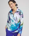 Chico's Mockneck Half-zip Pullover Top In Rich Cobalt Size 4/6 |  Zenergy Activewear In Rich Cobalt