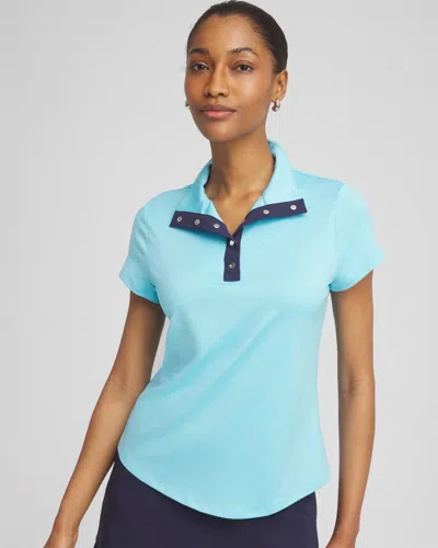 Chico's Mockneck Short-sleeve Top In Blue