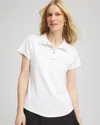 Chico's Mockneck Short-sleeve Top In White Size 8/10 |  Zenergy Activewear In Alabaster