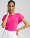 CHICO'S MODERN CAP SLEEVE TEE IN PINK BROMELIAD SIZE 16/18 | CHICO'S