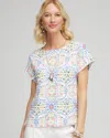 Chico's Modern Cap Sleeve Textured Tee In White Size 20/22 |  In Alabaster