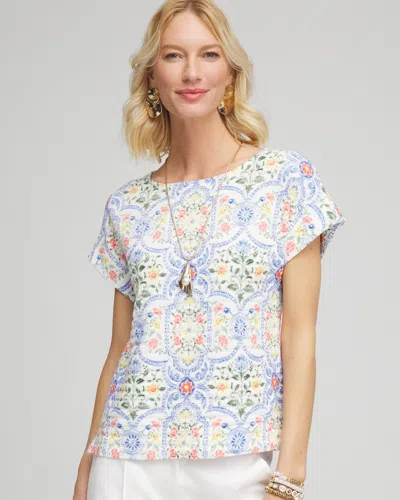 Chico's Modern Cap Sleeve Textured Tee In White Size 20/22 |  In Alabaster