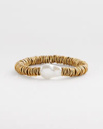 Chico's Modern Pearl Gold-tone Hero Stretch Bracelet |