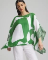 CHICO'S MODERN PRINT PONCHO IN GREEN SIZE LARGE/XL | CHICO'S