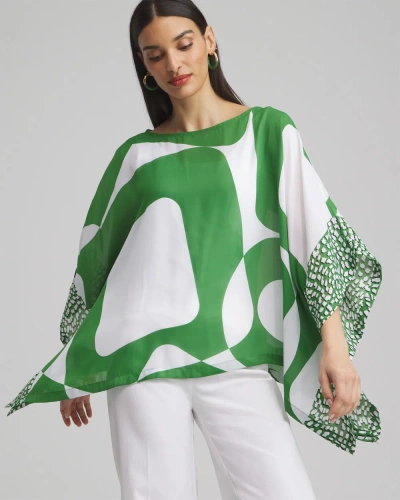Chico's Modern Print Poncho In Green Size Small/medium |