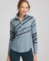 Chico's Morocco Zip-front Pullover In Blue Pine In Blue