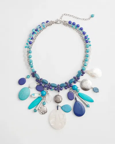 Chico's Mother-of-pearl Howlite Bib Necklace In Blue In Multi