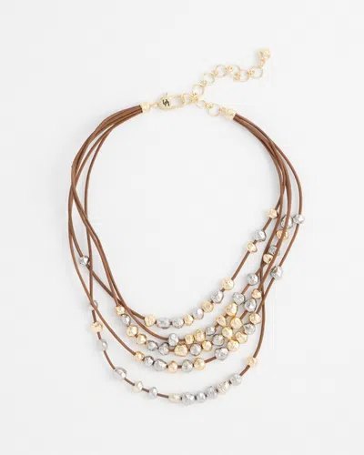 Chico's Multi-strand Beaded Bib Necklace |  In Mixed Metals